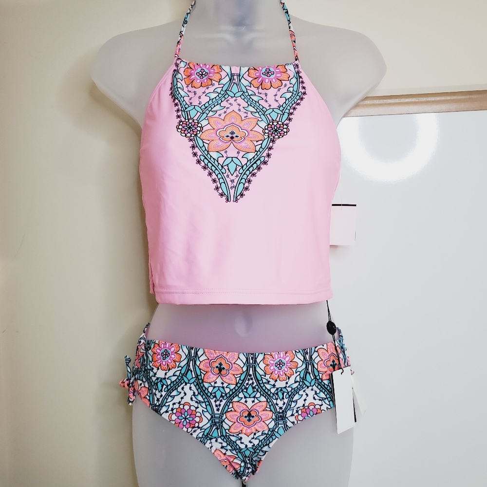 Vigoss Halter Floral Stained Glass Pink Bikini 14